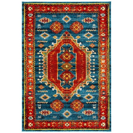 Flowers First 6 ft.-7 in. x 6 ft.-7 in. Vintage Global Round Rug; Blue & Orange FL1872623